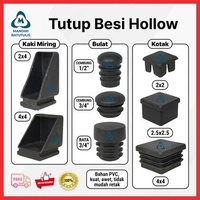 Tutup Besi Hollow PVC Kuat - Karet Pengaman Pipa Plastik Bulat Cembung / Kotak / Miring Hitam - Peli