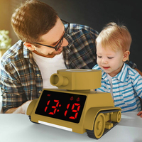 卡通兒童電子鬧鐘 小坦克造型時鐘 學生學習專用鐘 時間管理器 時鐘