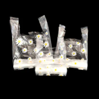 50Pcs/Pack Fresh Daisy Plastic Baking Packing Bag Small Clear Jewelry Storage Bag With Handle Transparent Gift Bag
