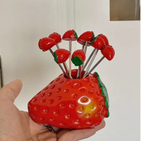 【日系餐廚】草莓造型不鏽鋼水果叉組-5入(點心叉 小叉子 蛋糕叉 甜點叉 不鏽鋼餐具 擺飾 拍攝道具 禮物)