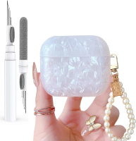 for Cute Glitter Airpods 4 Case 2024 with Cleaner Pen Shell Pattern Apple Airpods iPod 4th Generatio