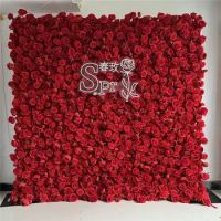 SPR 5D Silk Artificial Flowers Wedding Decoration Party Restaurant Wedding Wall Decoration Red Rose Artificial Flower Wall