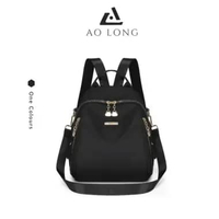 AOLONG MIKA #0206-3 - Tas Ransel Wanita Fashion Sekolah Terkini Free Tali Panjang R.160 Hitam