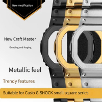 For Casio G-SHOCK metal case strap stainless steel Suit DW5600/GW-M5610/5000 GW-B5600 Modified Cool style Golden black watchband