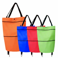 Shopping Trolley Portable Multifunctional Oxford Cloth Foldable Tote Shopping Cart Shopping Cart Reusable Grocery Bag