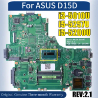 REV:2.1 For ASUS D15D Laptop Mainboard i3-5010U i5-5257U i5-5200U 100％ Tested Notebook Motherboard