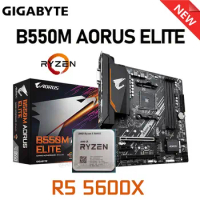 AMD Ryzen 5 5600X R5 5600X CPU With GIGABYTE GA B550M AORUS ELITE Motherboard Suit Socket AM4 Mainbo