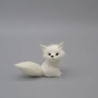1pcs Mini Small Simulation Fox Toy Squatting Fox Model Home Decoration  Wedding Birthday Gift Stuffed Plush Toys White