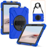 Stand Case Universal For Microsoft Surface Go 1 2 3 4 Rotating Hybrid Cover With Hand &amp; Shoulder Strap Rugged Shell Shockproof