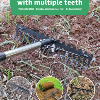 Farming Rake Stainless Steel Rake Tooth Hay Deciduous Rake Pine Soil Rake Garden Gardening Tools Agricultural Farm Tools