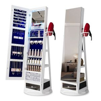 內地直送 - 全國包送裝LED落地鏡珠寶櫃帶可折疊化妝架可旋轉珠寶衣櫥收納器