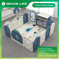 【GraceLife】8 In 1 Foldable Playpen For Baby With Door/Basketball/Cabinet Kids Safety Fence Easy Fold