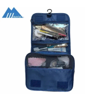 多功能收納包-藍色，可擕式旅行洗漱包 男女適用 化妝包 掛鉤式盥洗化妝包 乾濕分離 防水收納袋 旅行用品收納袋 浴室淋浴袋 嬰兒推車收納袋