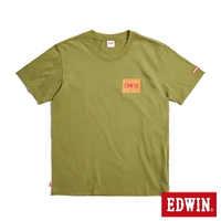 EDWIN  仿皮牌印花LOGO短袖T恤-男款 橄欖綠