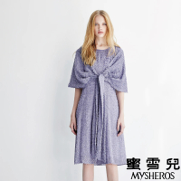 【MYSHEROS 蜜雪兒】兩件式洋裝 亮閃纖維毛 可拆式披肩(紫)