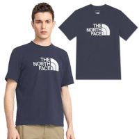 【The North Face】男新款 大LOGO 柔軟透氣吸濕短袖圓領T恤(亞洲版型)/4U8Z-WC4 藍 N