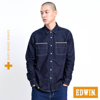 EDWIN PLUS+ 牛仔長襯衫-男-原藍色