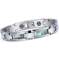 鎢金手環陶瓷手鍊貝殼能量手環獨一無二天然能量手環運動鑲嵌磁石鈦鋼手環【AAA3116】