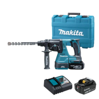 【MAKITA 牧田】18V 充電式 無刷 充電式 鎚鑽 電鑽 電鎚(DHR242RGEW主機+6.0鋰電池*2+充電器+箱)