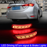2Pcs LED Rear Bumper Reflector Light For Toyota Corolla Altis 2014-2018 Driving Warning Light Brake Light Turn Signal Light
