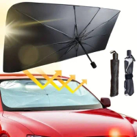 Car sunshade Front windshield sunshade Car interior summer sunshade retractable multifunctional umbrella