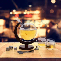 1000ML Whiskey Liquor Etched Globe Decanter Set Glass For Spirits Vodka Liquor