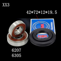 for Panasonic drum washing machine Water seal（42*72*12*19.5）+bearings 2 PCs（6207 6305）Oil seal Sealing ring parts
