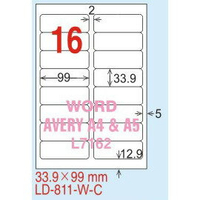 【龍德】LD-811(圓角) 雷射、影印專用標籤-紅銅板 33.9x99mm 20大張/包