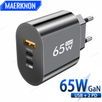 65W USB C Charger GaN Fast Charging Charger PD Quick Charge 3.0 Phone Wall Adapter for IPhone Xiaomi 13 POCO Samsung Oneplus