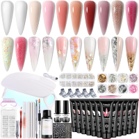 Poly Extension Gel Nail Kit Clear White Pink Builder Kit With Slip Solution Dual Nail forms Nail Cl