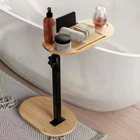 竹制落地式置物架浴室浴缸收納架簡約床邊可移動置物架衛浴整理臺
