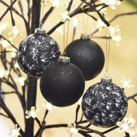 【YU Living 信歐傢居】玻璃聖誕裝飾球四件組 聖誕吊飾四件組(四件一組/8CM)
