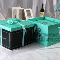 20pcs 6 inch 8 inch cake box ,Blue paper cheese cake box.Birthday wedding home Party supplies 20pcs/lot