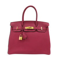 【二手名牌BRAND OFF】HERMES 愛馬仕 石榴紅色 Togo牛皮 Birkin 30 柏金包 手提包 B刻 金扣