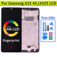Super AMOLED For Samsung A32 4G LCD For Samsung A325 A325F SM-A325F/DS LCD Display Frame Touch Digitizer Screen A325 LCD