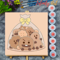 Paint by Number BTS BT21 Army Tata Koya RJ Shooky Mang Chimmy Cooky - DIY Kit Melukis Kanvas 20x20 c