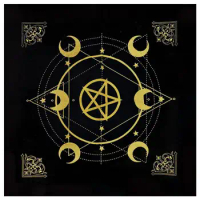 Altar Cloth | 19.29x19.29in Tarot Cards Altar Tablecloth Velvet Square Divination Wicca Tapestry | Witchy Aesthetic Embroidery S