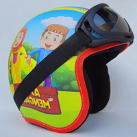 Helm Motor Anak Pororo Retro usia 2-6 Tahun Motif kacamata Sky Anak muslim