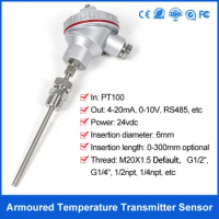 Pt100 PT1000 Temperature Transmitter 4-20mA k Type Temperature Transmitter 0-10V
