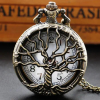 Hollow tree of life pocket watch Quartz Pocket Watch Fashion Steampunk Fob Watch Personality Creative Necklace Watches