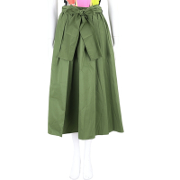 Max Mara-WEEKEND ZARDA 綠色綁帶打摺塔夫綢長裙
