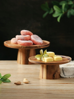 億嘉日式家用實木質水果盤點心壽司盤高腳蛋糕盤木托盤擺件盤碟子