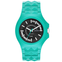 DIESEL 龐克主義造型腕錶-黑x綠/42mm