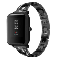 Strap For Xiaomi Huami Amazfit Bip / GTS / GTS 2 / Bip S Stainless Steel SmartWatch bracelet Wristband 20MM Rhineston Watchband
