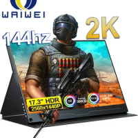 WAIWEI 17.3 Inch Portable Display Monitor 2K 144Hz 2560*1440 For Laptop XBox PS4 /5 Switch TV Box Cell Phone PC Extension Mobile