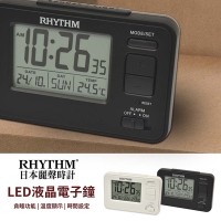RHYTHM CLOCK 日本麗聲鐘 工業設計日期溫度顯示電子鐘(黑色)/10.2cm