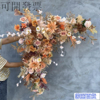 【可開發票】婚禮佈置假花 新婚車花 新款婚慶三角花排結婚拱門花舞臺背景迎賓區佈置排花仿真絹花花藝AA0710