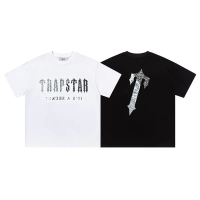 100% Cotton Hàng Có Sẵn Trapstar Paris In Chữ Áo Thun Tay Ngắn Đường Phố Rời Cotton Nguyên Chất Nam 