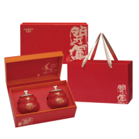 【天仁茗茶】天福茗茶開運普洱茶禮盒 易武山普洱芽茶100g+布朗山普洱老茶60g(附提袋)