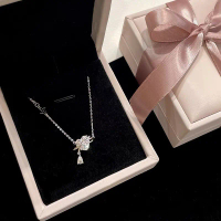 Dây chuyền bạc nữ ONLY LOVE mặt đá trái tim đính đá giọt nước lấp lánh nữ tính C62